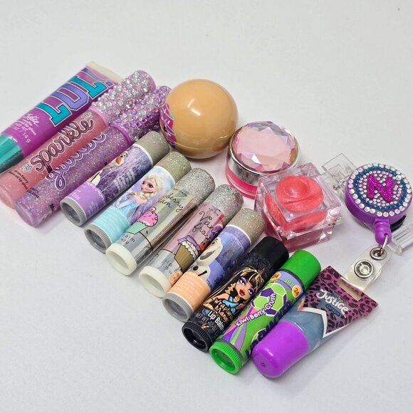 Lip Gloss ✦ Lip Balm Collection ✦ 14 Assorted Tubes & Pods Kids Glitter Set - Picture 2 of 7